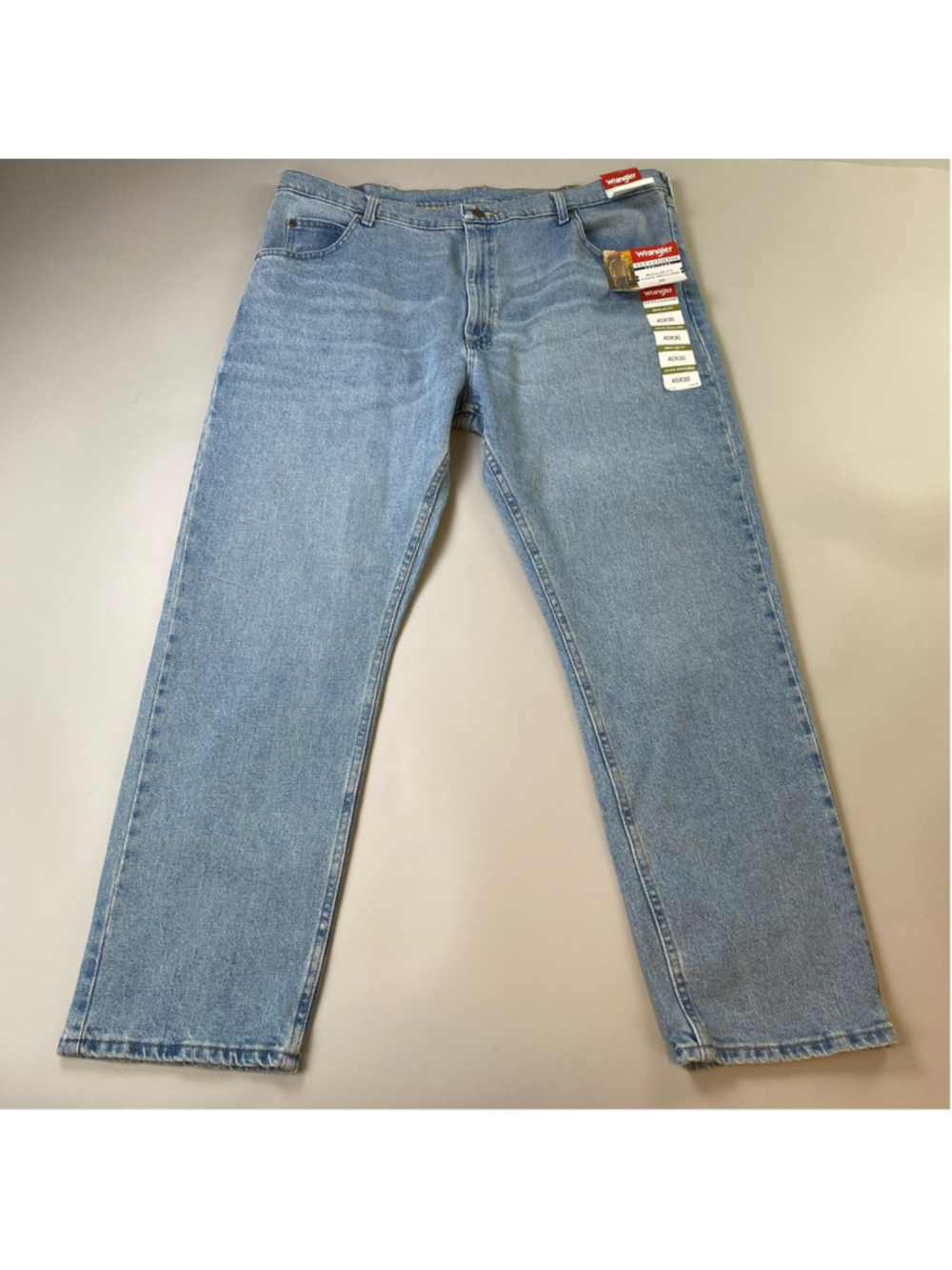 Wrangler Jeans Blue 40 x 30 Regular Fit Light Wash Heritage Cowboy Workwear New